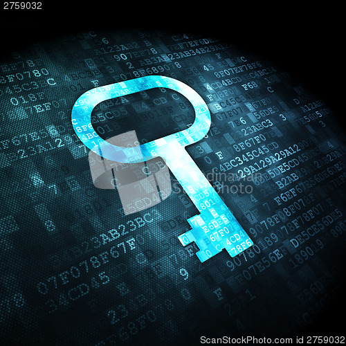 Image of Privacy concept: Key on digital background
