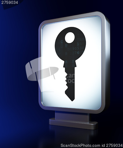 Image of Security concept: Key on billboard background