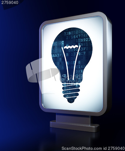 Image of Business concept: Light Bulb on billboard background