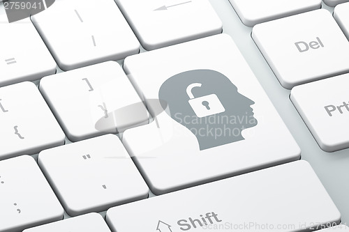 Image of Business concept: Head With Padlock on computer keyboard backgro