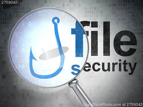 Image of Privacy concept: Fishing Hook and File Security with optical gla