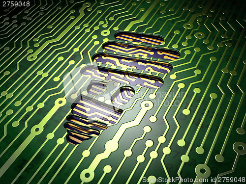 Image of Business concept: Energy Saving Lamp on circuit board background