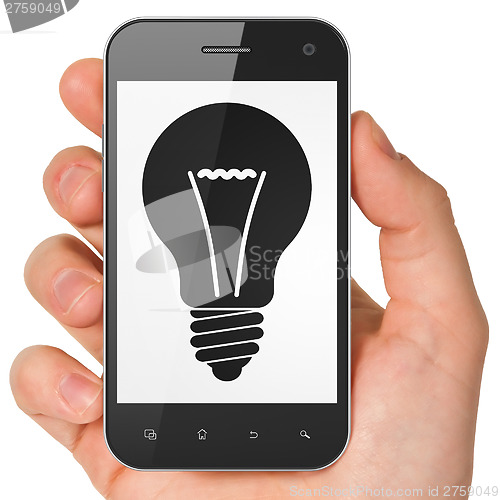 Image of Business concept: Light Bulb on smartphone