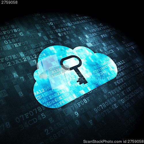 Image of Cloud computing concept: Cloud With Key on digital background