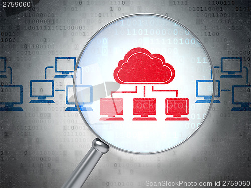 Image of Cloud technology concept: Cloud Technology with optical glass on