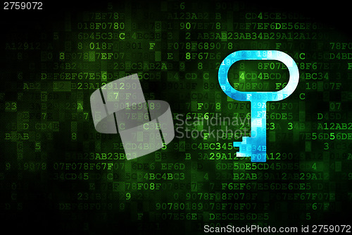 Image of Protection concept: Key on digital background