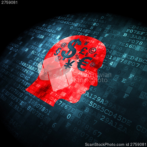 Image of Business concept: Head With Finance Symbol on digital background