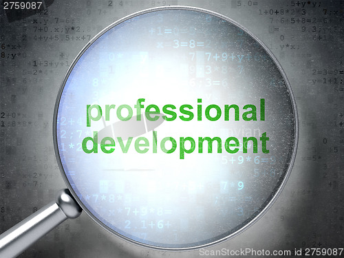 Image of Education concept: Professional Development with optical glass