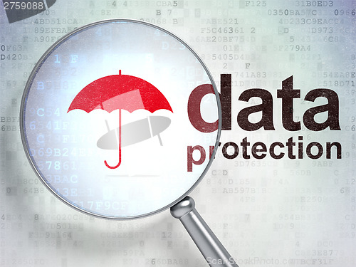 Image of Protection concept: Umbrella and Data Protection with optical gl