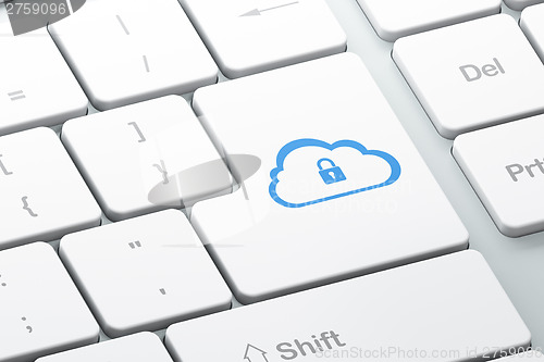 Image of Cloud computing concept: Cloud With Padlock on computer keyboard