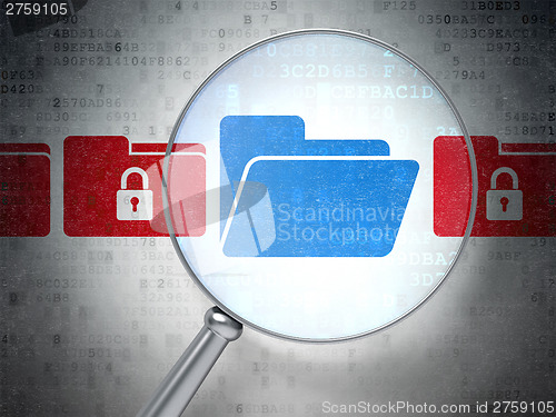 Image of Safety concept: Folder With Padlock with optical glass on digita
