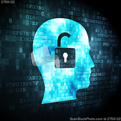 Image of Business concept: Head With Padlock on digital background