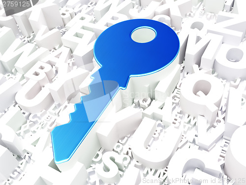 Image of Security concept: Key on alphabet background