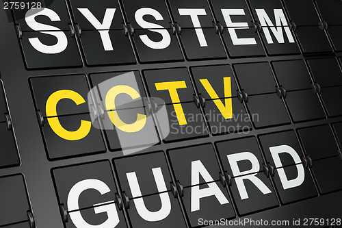 Image of Protection concept: CCTV on airport board background