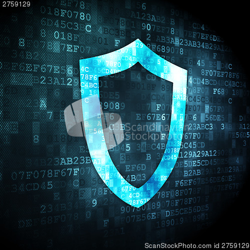 Image of Safety concept: Contoured Shield on digital background