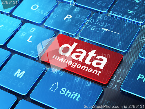 Image of Information concept: Data Management on computer keyboard backgr