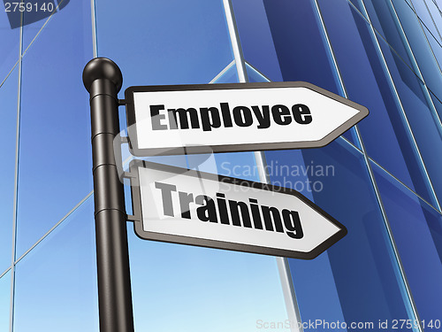 Image of Education concept: Employee Training on Building background