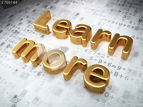 Image of Education concept: Golden Learn More on digital background