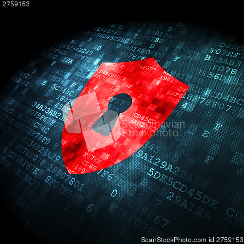 Image of Privacy concept: Shield With Keyhole on digital background