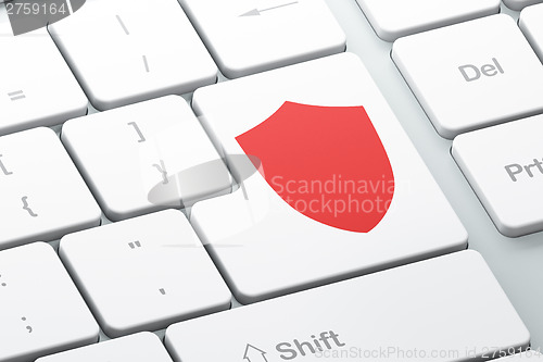 Image of Security concept: Shield on computer keyboard background