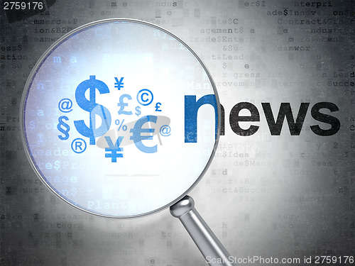 Image of News concept: Finance Symbol and News with optical glass