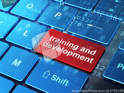 Image of Education concept: Training and Development on computer keyboard