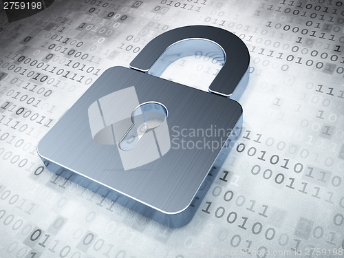 Image of Security concept: Silver Closed Padlock on digital background