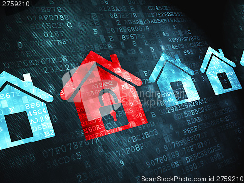 Image of Protection concept: Home on digital background