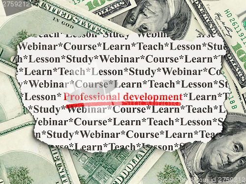 Image of Education concept: Professional Development on Money background