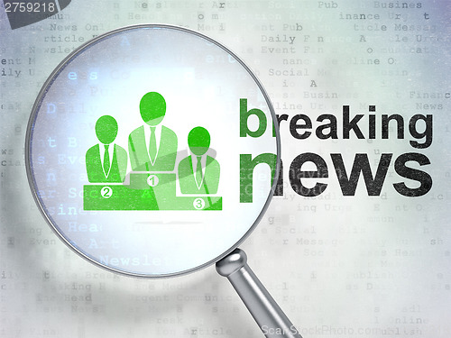 Image of News concept: Business Team and Breaking News with optical glass