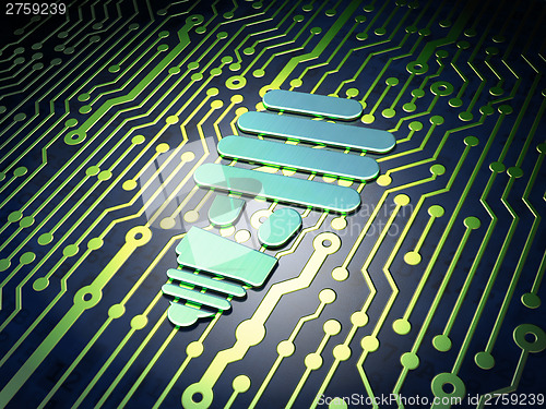 Image of Business concept: Energy Saving Lamp on circuit board background