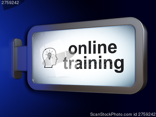 Image of Education concept: Online Training and Head With Lightbulb on bi