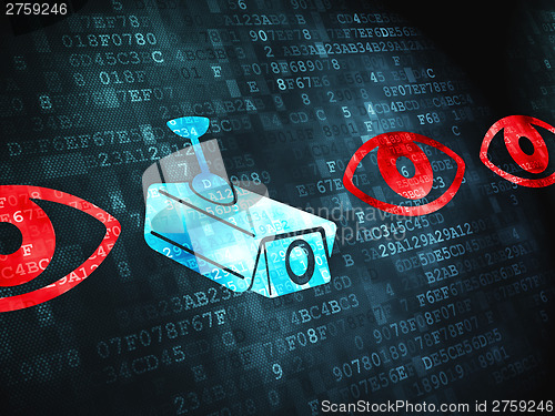 Image of Privacy finance concept: Camera And Eye on digital background