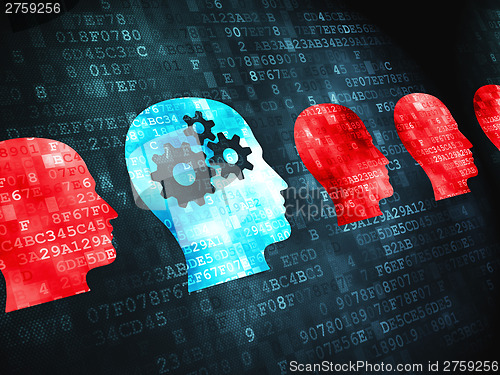 Image of Finance concept: Head Whis Gears on digital background