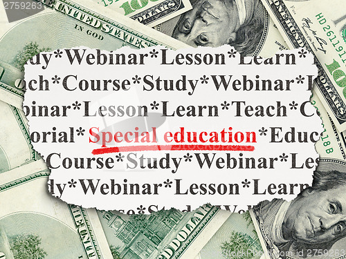 Image of Education concept: Special Education on Money background