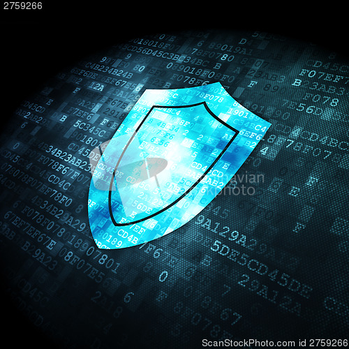 Image of Security concept: Shield on digital background