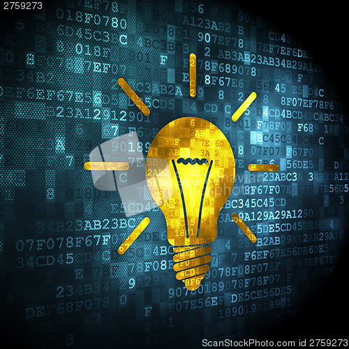 Image of Finance concept: Light Bulb on digital background