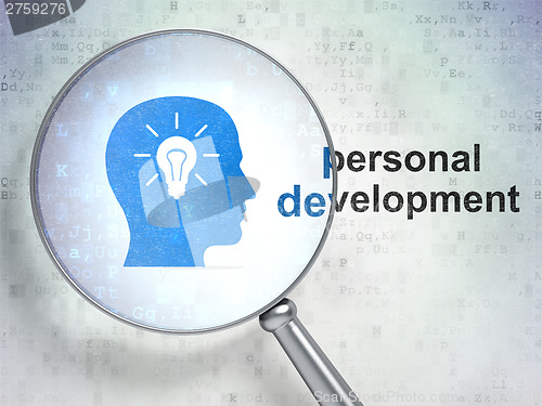 Image of Education concept: Head With Light Bulb and Personal Development