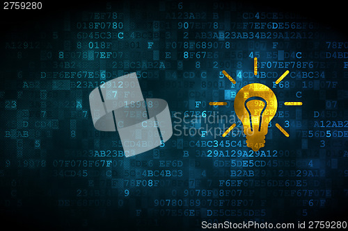 Image of Finance concept: Light Bulb on digital background