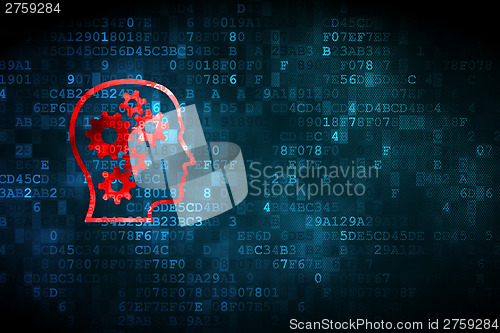 Image of Information concept: Head With Gears on digital background