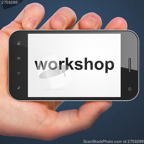 Image of Education concept: Workshop on smartphone