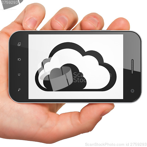 Image of Networking concept: Cloud on smartphone