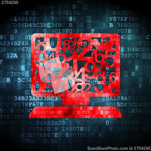 Image of Education concept: Computer Pc on digital background