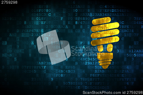 Image of Finance concept: Energy Saving Lamp on digital background