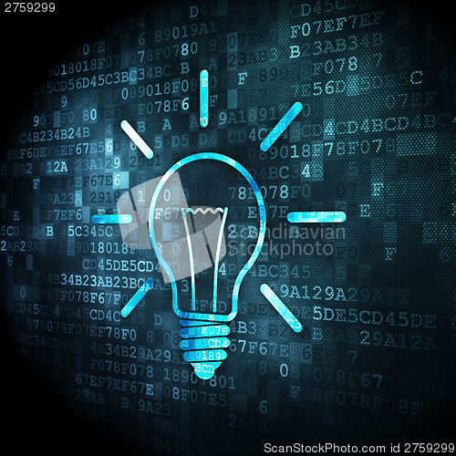 Image of Finance concept: Light Bulb on digital background