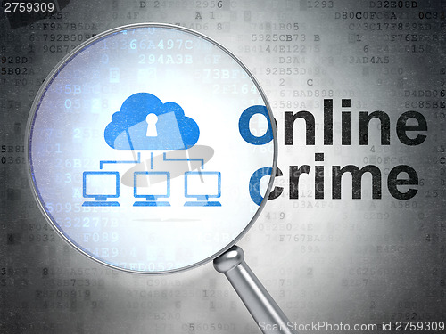 Image of Security concept: Cloud Network and Online Crime with optical gl