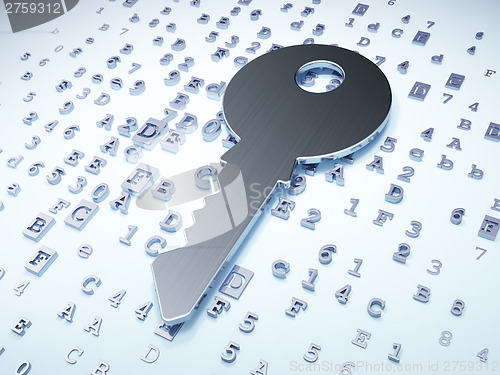 Image of Privacy concept: Silver Key on digital background