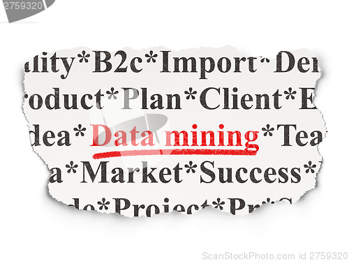 Image of Data concept: Data Mining on Paper background
