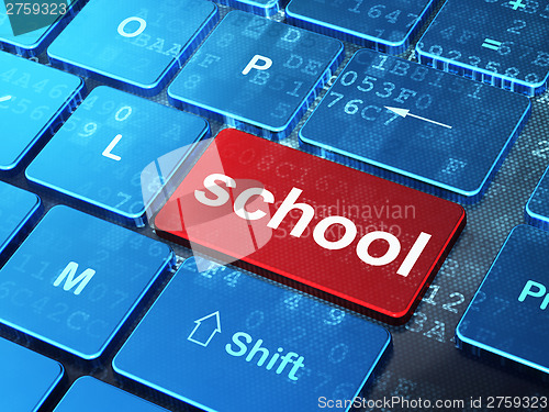 Image of Education concept: School on computer keyboard background