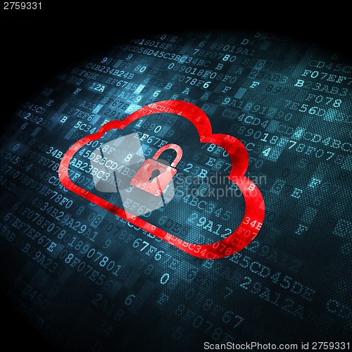 Image of Cloud computing concept: Cloud With Padlock on digital backgroun